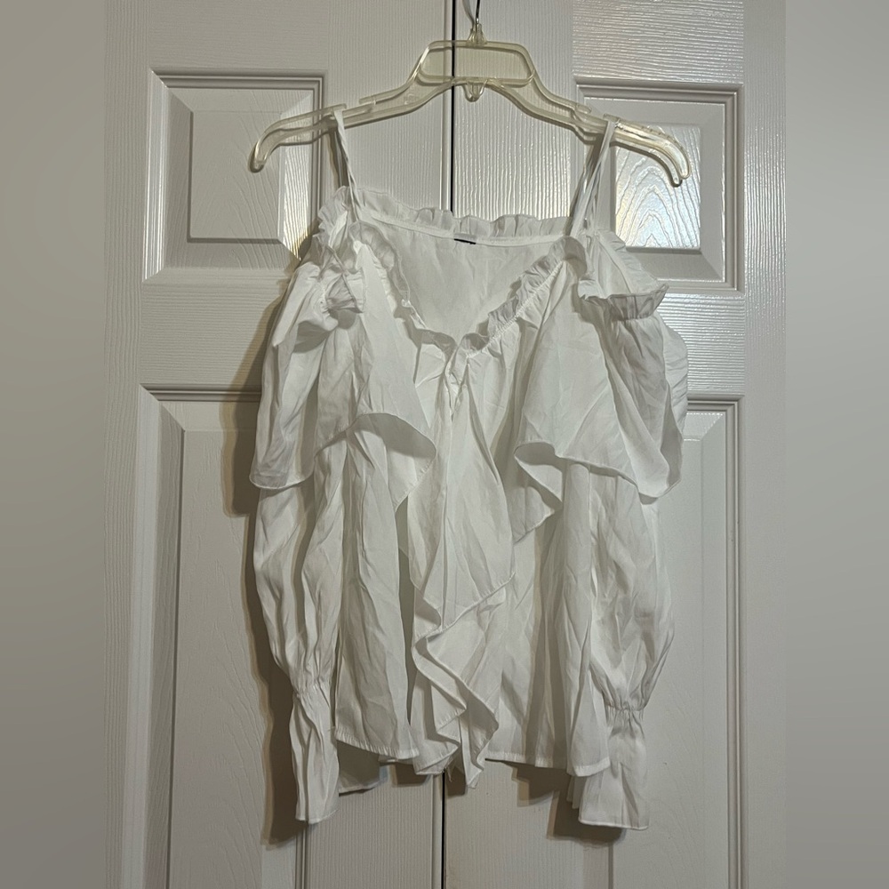Elegant White Ruffled Blouse